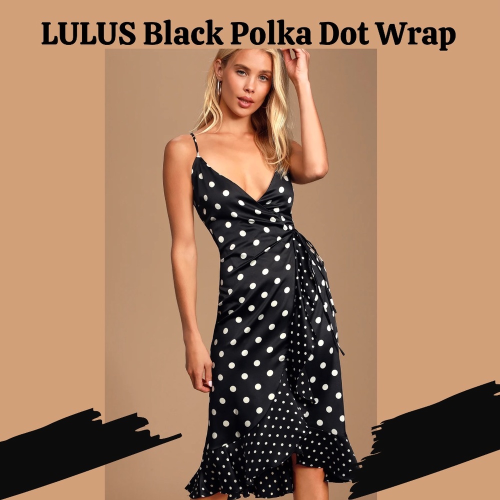LULUS Polka Dot Satin Wrap Dress NWT - Picture 3 of 10